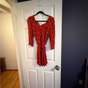 Market & Spruce Red Floral Long Sleeve Dress